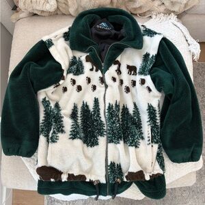 Vintage Denali Green and White Fleece Jacket